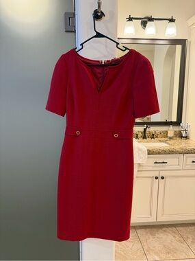 Tory Burch Crimson Short-Sleeve Sheath Dress